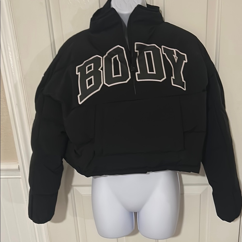 Black Cropped BODY Puffer Jacket